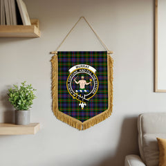 Murray of Atholl Modern Tartan Crest Wall Hanging Banner - Wood Pole