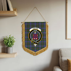 Ogilvie Hunting Modern Tartan Crest Wall Hanging Banner - Wood Pole