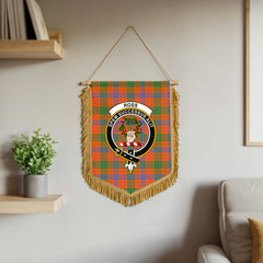 Ross Ancient Tartan Crest Wall Hanging Banner - Wood Pole