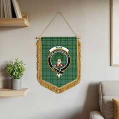 Ross Hunting Ancient Tartan Crest Wall Hanging Banner - Wood Pole