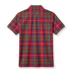 Shaw Red Modern Tartan Crest Birdseye Mesh Polo Shirt