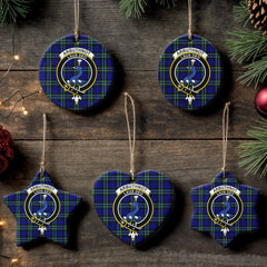 Arbuthnot Modern Tartan Crest Christmas Ceramic Ornament