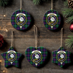 Calder (Calder-Campbell) Tartan Crest Christmas Ceramic Ornament