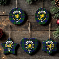 Campbell Modern Tartan Crest Christmas Ceramic Ornament