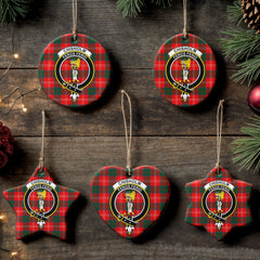 Chisholm Modern Tartan Crest Christmas Ceramic Ornament