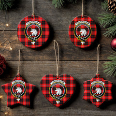 Cunningham Modern Tartan Crest Christmas Ceramic Ornament