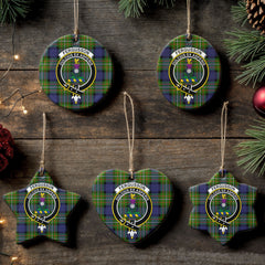 Fergusson Modern Tartan Crest Christmas Ceramic Ornament