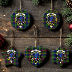 Forsyth Modern Tartan Crest Christmas Ceramic Ornament