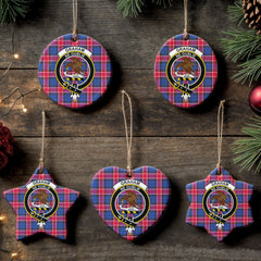 Graham of Menteith Red Tartan Crest Christmas Ceramic Ornament
