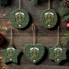 Gray Hunting Tartan Crest Christmas Ceramic Ornament