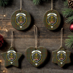 Gray Tartan Crest Christmas Ceramic Ornament