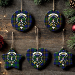 Gunn Modern Tartan Crest Christmas Ceramic Ornament