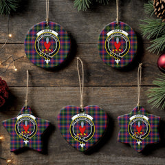 Logan Modern Tartan Crest Christmas Ceramic Ornament