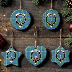 MacIntyre Hunting Ancient Tartan Crest Christmas Ceramic Ornament