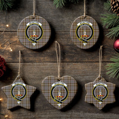McIntyre Hunting Weathered Tartan Crest Christmas Ceramic Ornament