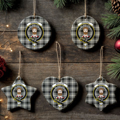 Menzies Black - White Ancient Tartan Crest Christmas Ceramic Ornament