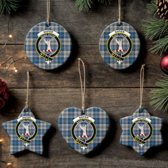 Napier Modern Tartan Crest Christmas Ceramic Ornament