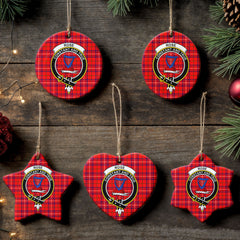 Rose Modern Tartan Crest Christmas Ceramic Ornament