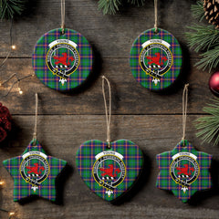 Young Modern Tartan Crest Christmas Ceramic Ornament