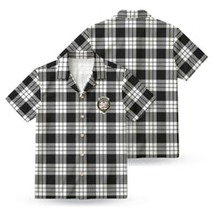 MacFarlane Black - White Tartan Crest Hawaiian Shirt