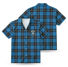 Ramsay Blue Ancient Tartan Crest Hawaiian Shirt