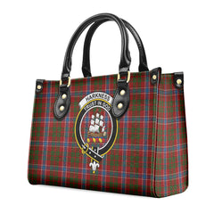 Harkness Dress Tartan Crest Leather Handbag
