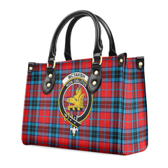 McTavish Modern Tartan Crest Leather Handbag