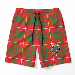 Bruce Modern Tartan Crest Men's Beach Shorts