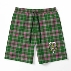 Gray Hunting Tartan Crest Men's Beach Shorts