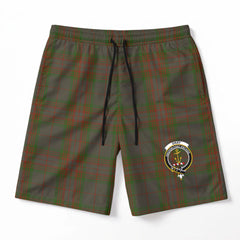 Gray Tartan Crest Men's Beach Shorts