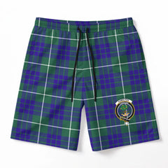 Hamilton Hunting Modern Tartan Crest Men's Beach Shorts