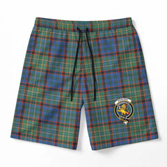 Nicolson Hunting Ancient Tartan Crest Men's Beach Shorts