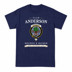 Anderson Modern Tartan Crest Mischief and Mayhem T-shirt