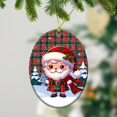 MacPherson Ancient Tartan Christmas Ceramic Ornament - Santa Claus In Kilt Style