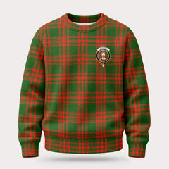 Menzies Green Modern Tartan Crest Sweater