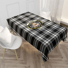 Menzies Black - White Modern Tartan Crest Tablecloth