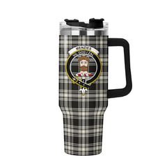 Menzies Black - White Ancient Tartan Crest 40 oz Insulated Tumbler with Handle
