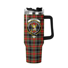 Stewart Black Tartan Crest 40 oz Insulated Tumbler with Handle