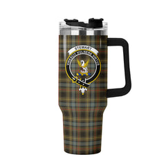 Stewart Hunting Weathered Tartan Crest 40 oz Insulated Tumbler with Handle