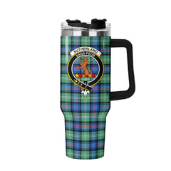 Sutherland Old Ancient Tartan Crest 40 oz Insulated Tumbler with Handle