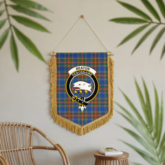 Beaton Ancient Tartan Crest Wall Hanging Banner - Wood Pole