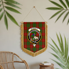 Burnett Tartan Crest Wall Hanging Banner - Wood Pole