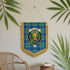 Falconer Tartan Crest Wall Hanging Banner - Wood Pole