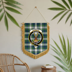 Gordon Dress Ancient Tartan Crest Wall Hanging Banner - Wood Pole