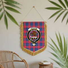 Graham of Menteith Red Tartan Crest Wall Hanging Banner - Wood Pole