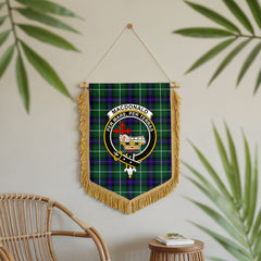 MacDonald of the Isles Hunting Modern Tartan Crest Wall Hanging Banner - Wood Pole