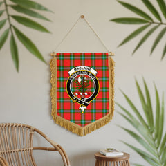 MacLaine of Loch Buie Tartan Crest Wall Hanging Banner - Wood Pole