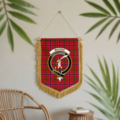 MacRae Modern Tartan Crest Wall Hanging Banner - Wood Pole