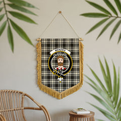 Menzies Black - White Ancient Tartan Crest Wall Hanging Banner - Wood Pole