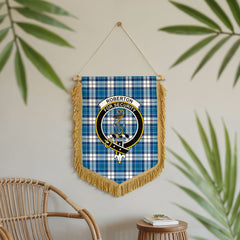 Roberton Tartan Crest Wall Hanging Banner - Wood Pole